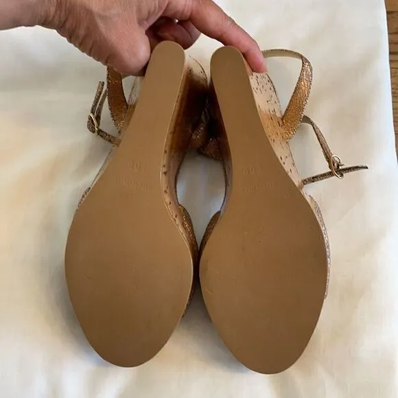 EMY MACK ROSE METALLIC WEDGES.  NEW