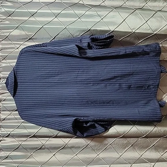 EUC- Max Studio London Pinstripe Drape Front Tab Sleeve Jacket w/POCKETS