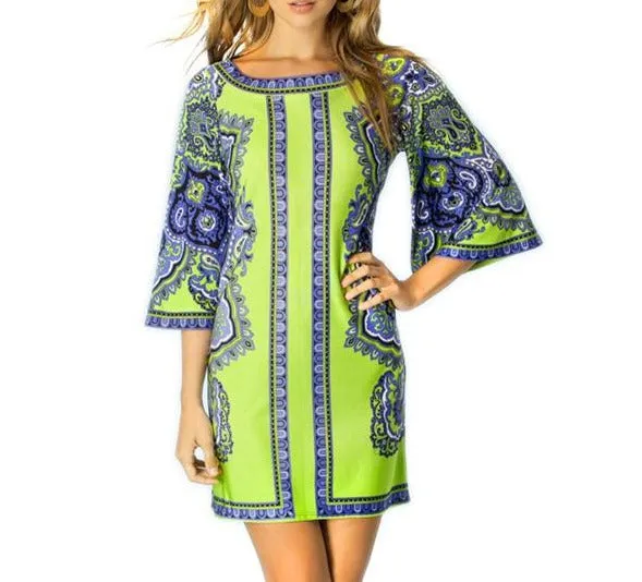 Exotic Silk Printed Shift Dress