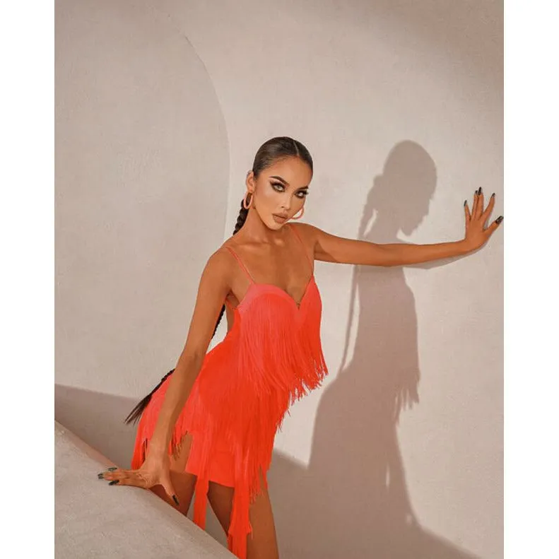 fringe pink brown black orange sexy fringe latin dress sexy latin competition latin dress Salsa Cha Cha Samba Rumba dress 2205
