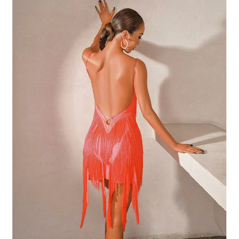 fringe pink brown black orange sexy fringe latin dress sexy latin competition latin dress Salsa Cha Cha Samba Rumba dress 2205