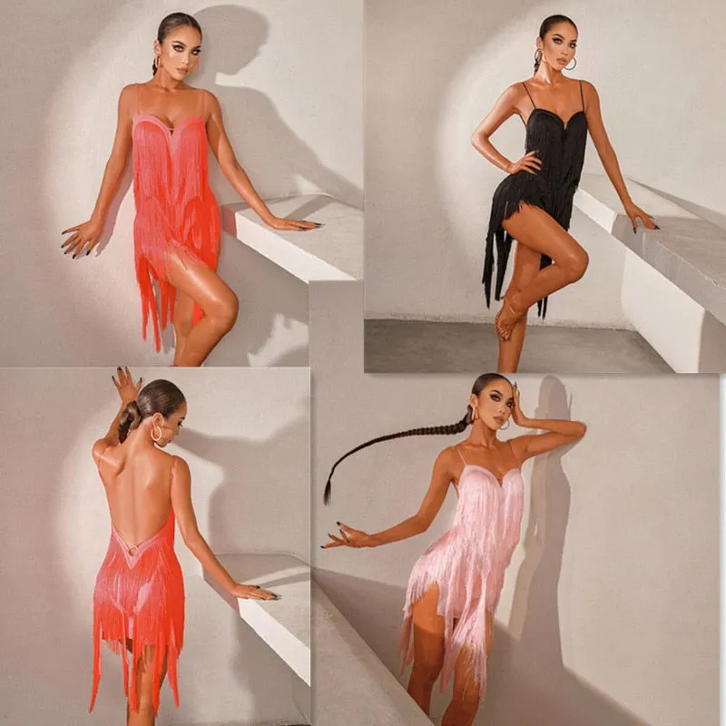fringe pink brown black orange sexy fringe latin dress sexy latin competition latin dress Salsa Cha Cha Samba Rumba dress 2205