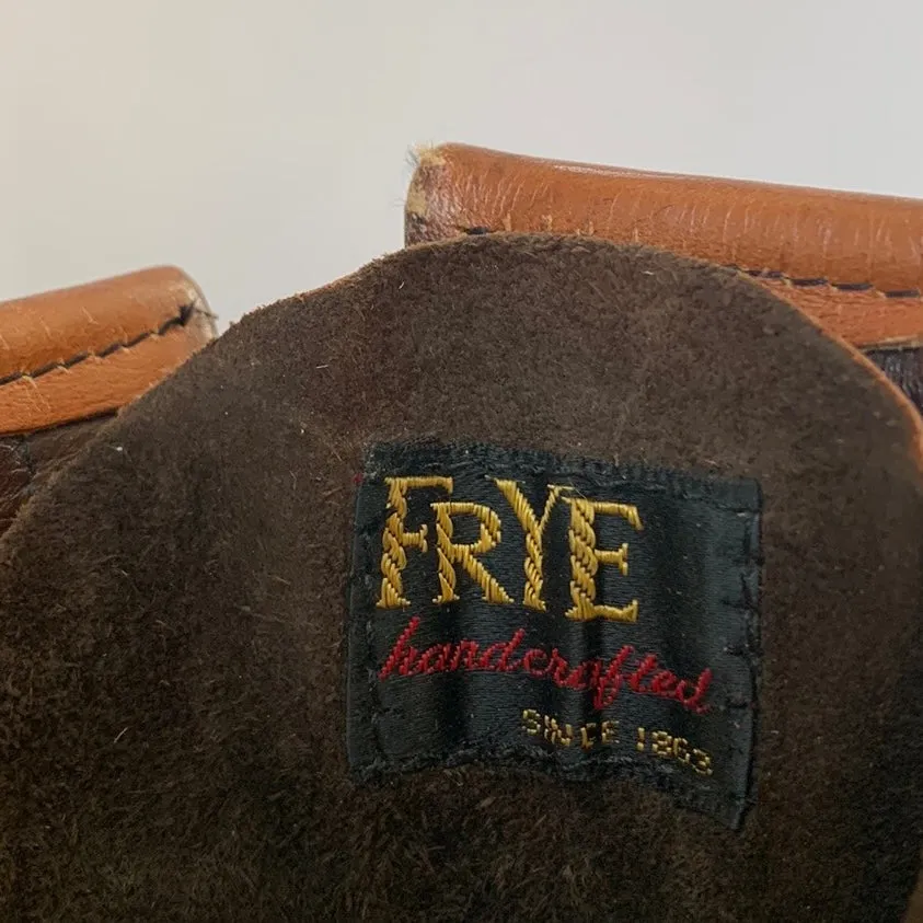 FRYE True Vintage Black Label Lace Up Tall Knee High Dark Brown Leather Boots