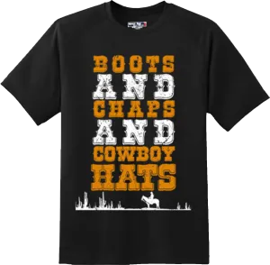 Funny Boots Chaps Cowboy Hats Country Southern Humor T Shirt New Graphic Tee