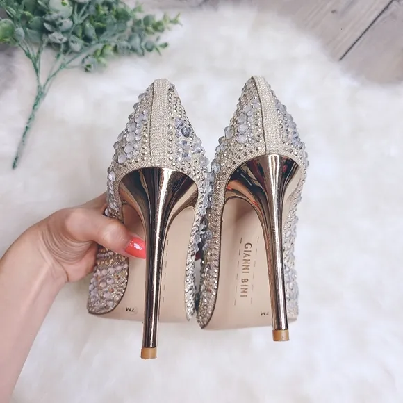 Gianni Bini Bridal Mairah Jewel Rhinestone Embellished d'Orsay Pumps Heels