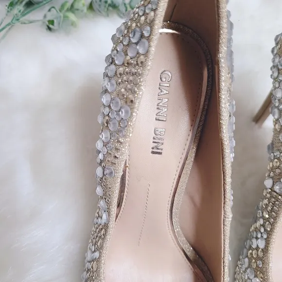 Gianni Bini Bridal Mairah Jewel Rhinestone Embellished d'Orsay Pumps Heels