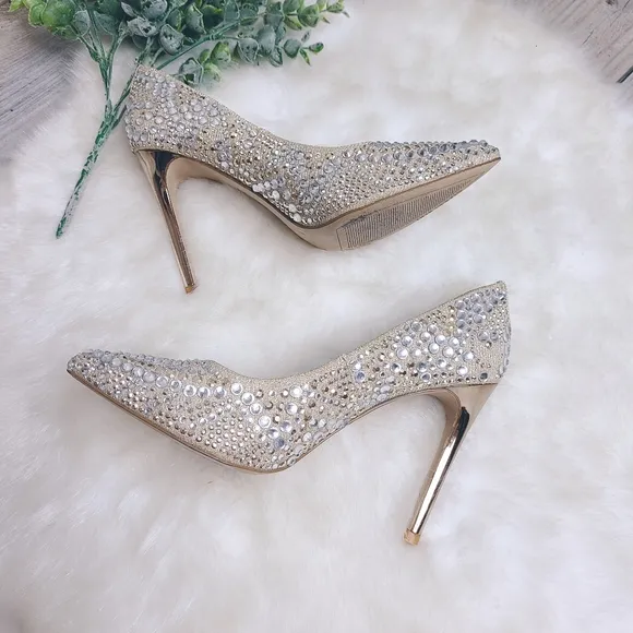 Gianni Bini Bridal Mairah Jewel Rhinestone Embellished d'Orsay Pumps Heels