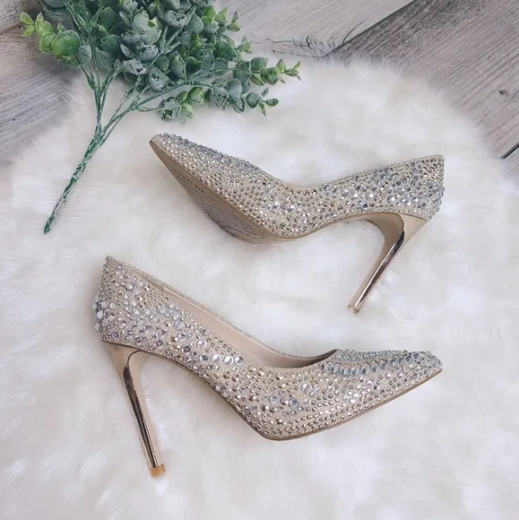 Gianni Bini Bridal Mairah Jewel Rhinestone Embellished d'Orsay Pumps Heels