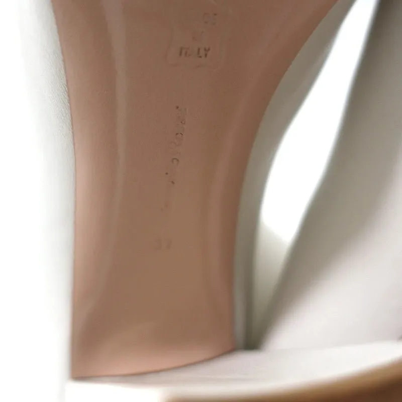 Gianvito Rossi Laura Knee High Boots Cream Leather Size 37 High Heel