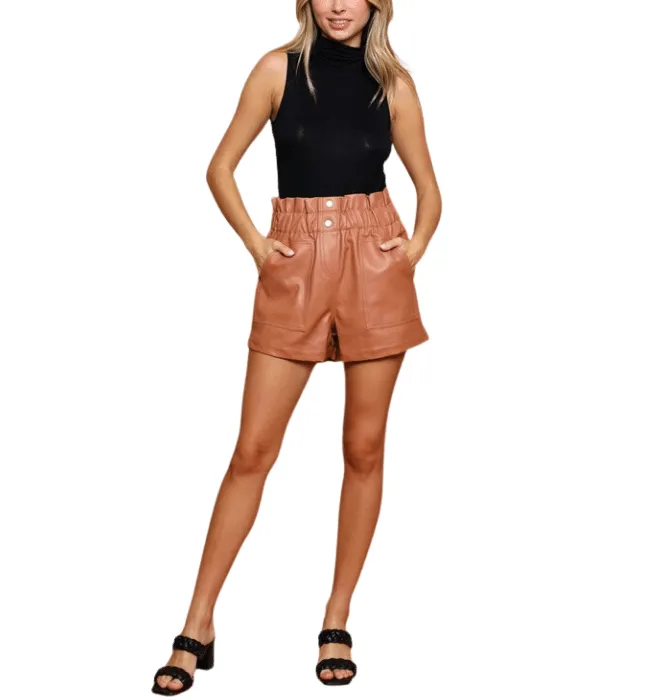 Glenn Textured Faux Leather Shorts