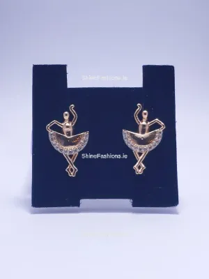 Gold Ballet Silhouette Dancer Drop Earrings