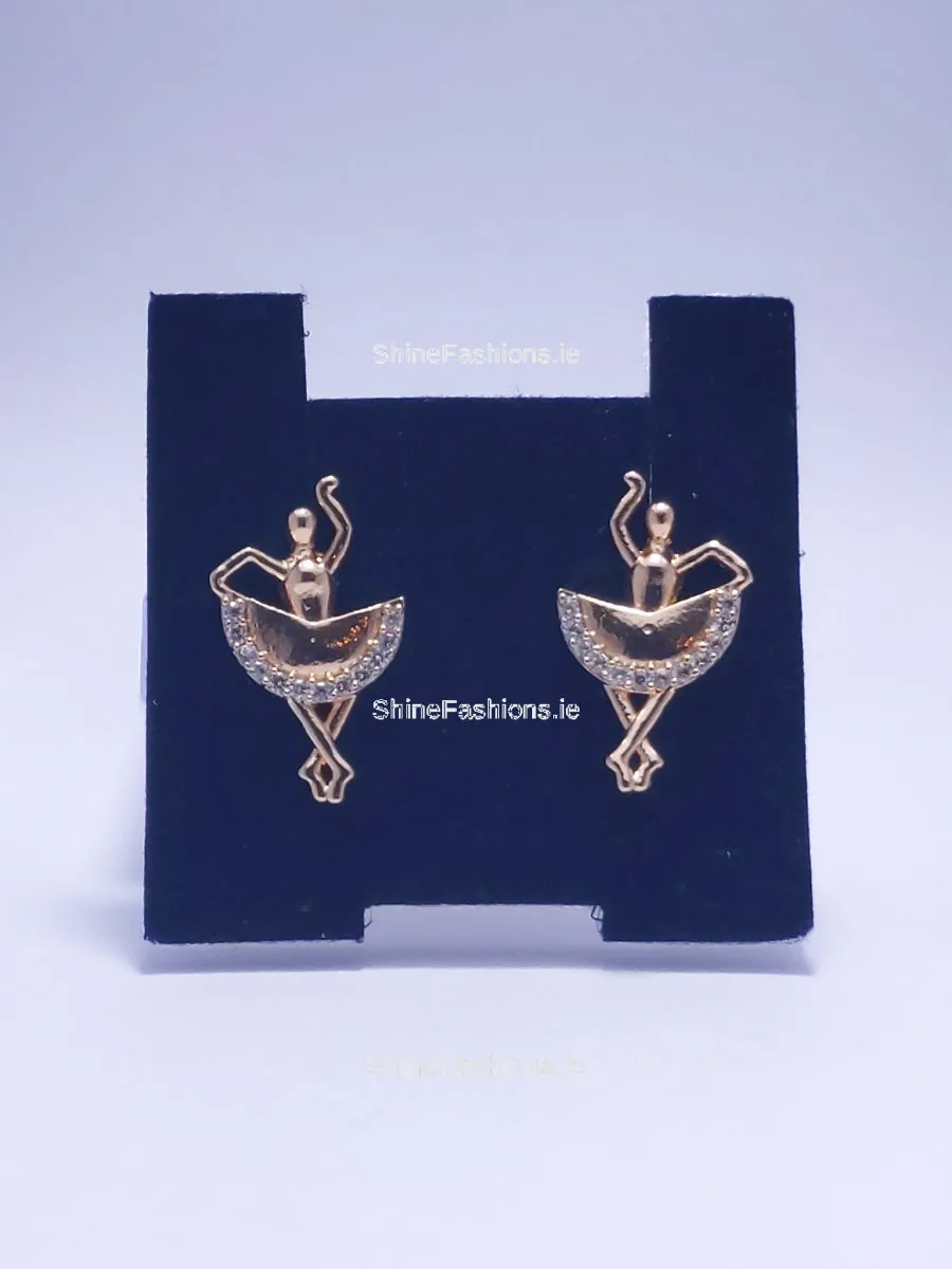 Gold Ballet Silhouette Dancer Drop Earrings
