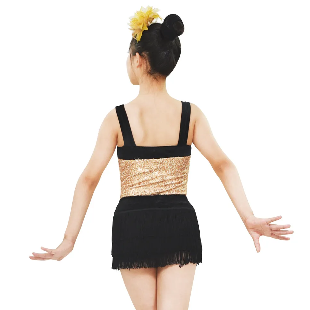 Gold Sequin Tassel Jazz 2 Pcs Outfits