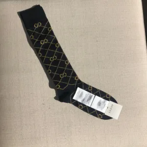 Gucci Knee High Socks in Navy with Gold Interlocking GG