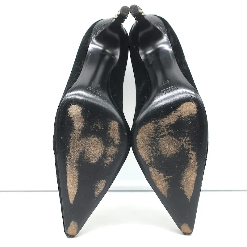 Gucci Tom Ford GG Velvet Bamboo Heel Pumps Black Size 8