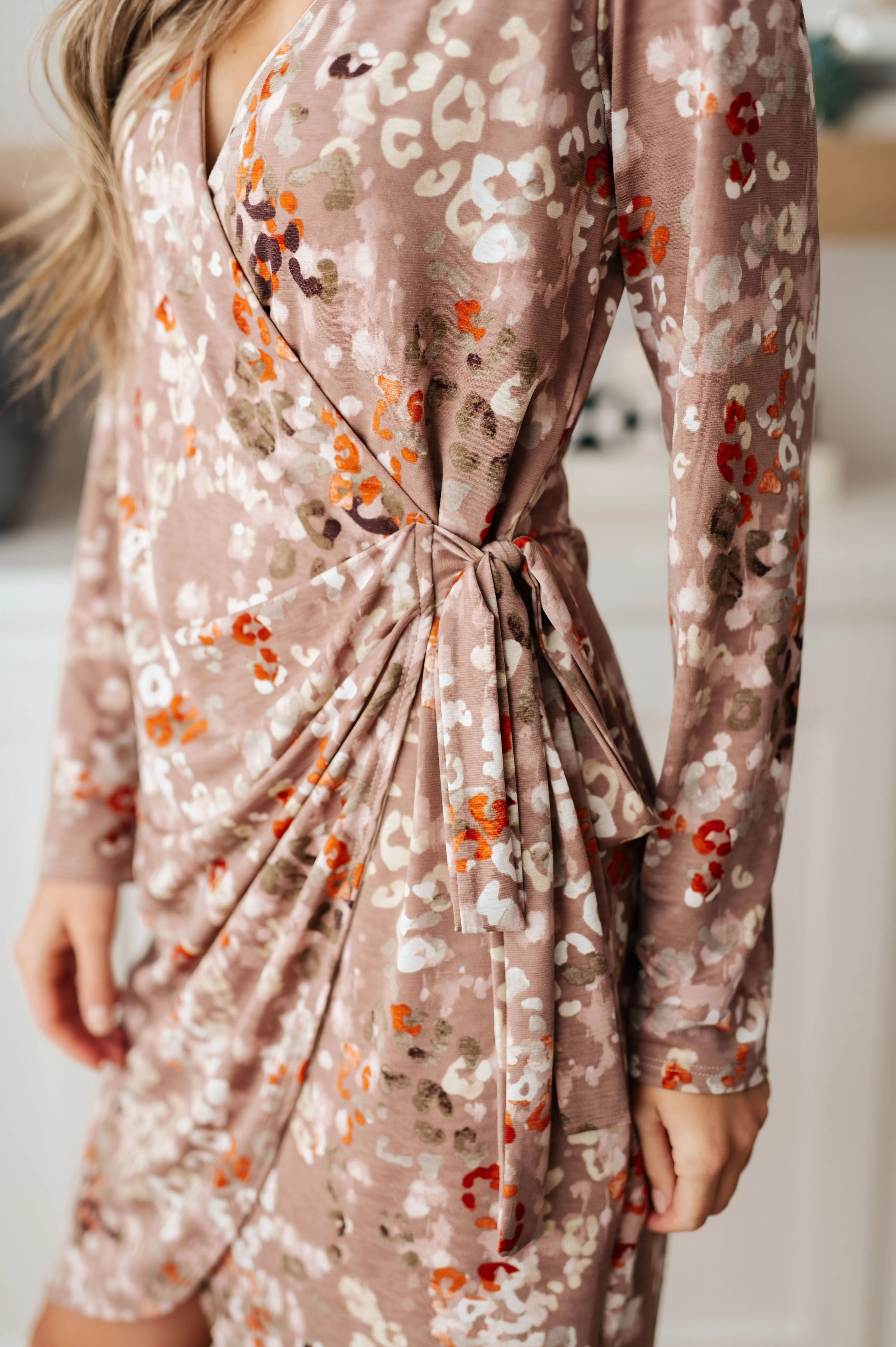 Hazel Blues® |  Honey Do I Ever Faux Wrap Dress in Taupe