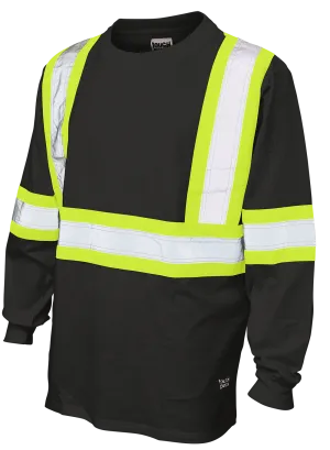 Hi-Vis Cotton Jersey Long Sleeve Safety T-Shirt By Tough Duck - Style ST21