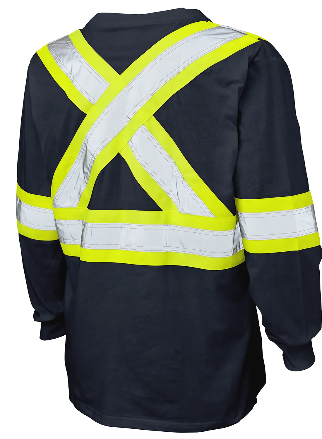 Hi-Vis Cotton Jersey Long Sleeve Safety T-Shirt By Tough Duck - Style ST21