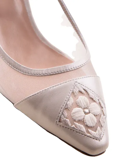 HOUSE OF ATANA Ivory Fiorellini mesh pumps EU 41 UK 8