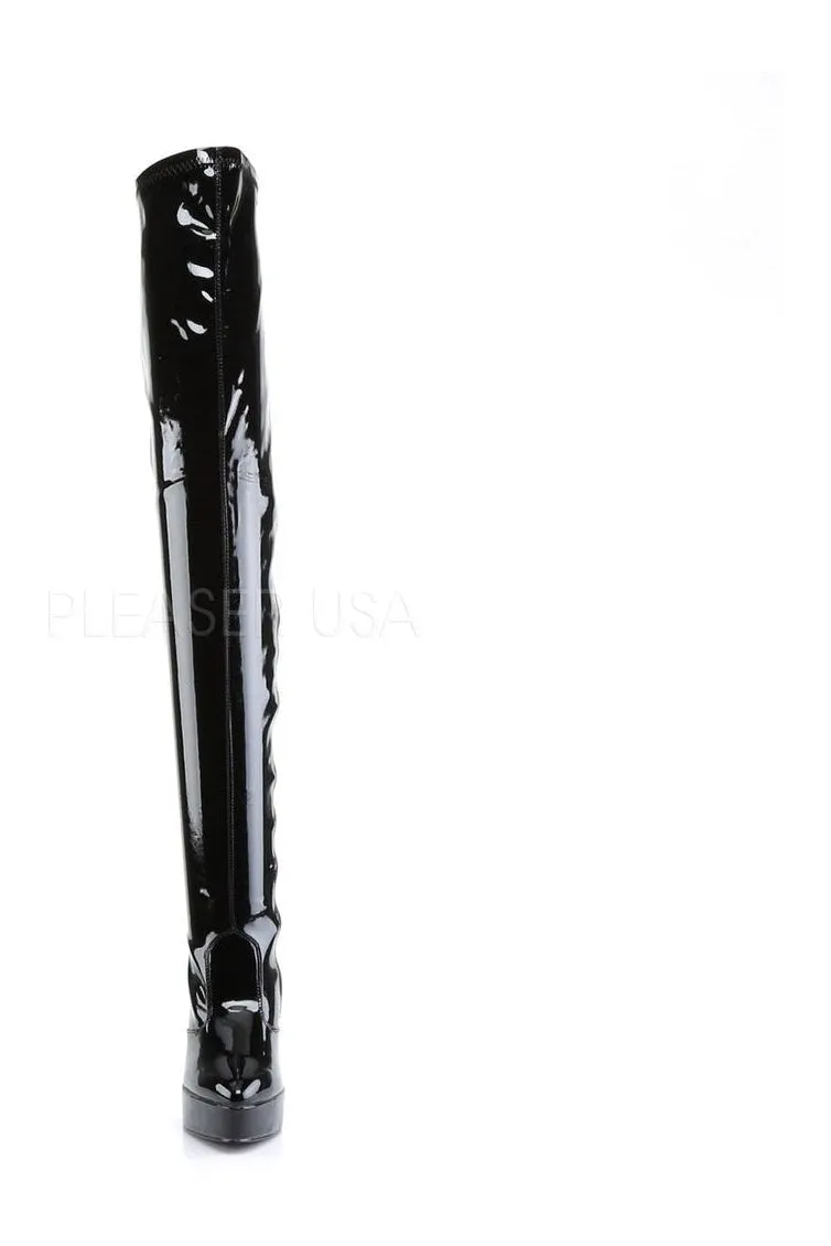 INDULGE-3000 Thigh Boot | Black Patent