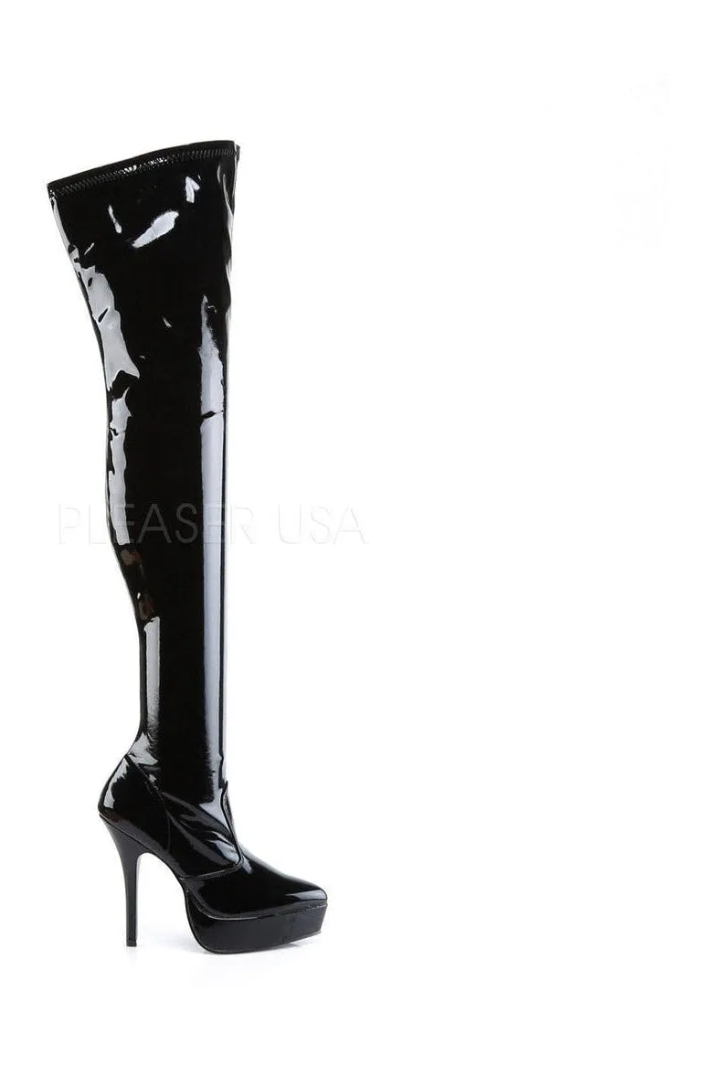 INDULGE-3000 Thigh Boot | Black Patent