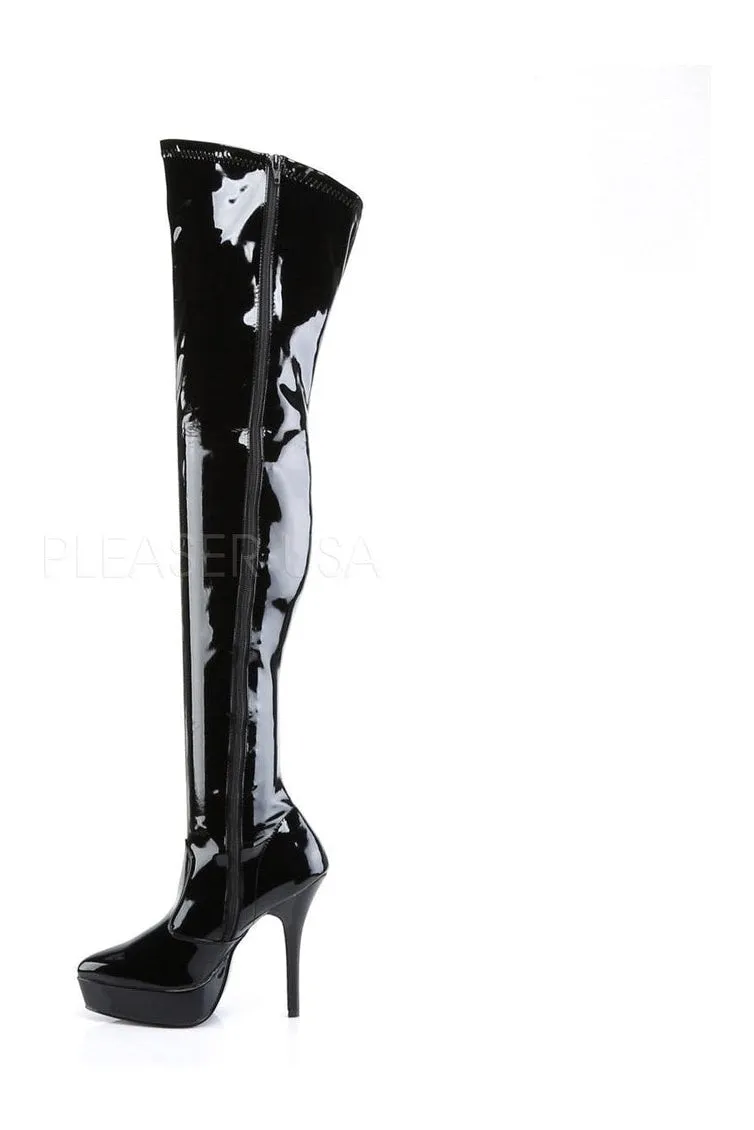 INDULGE-3000 Thigh Boot | Black Patent
