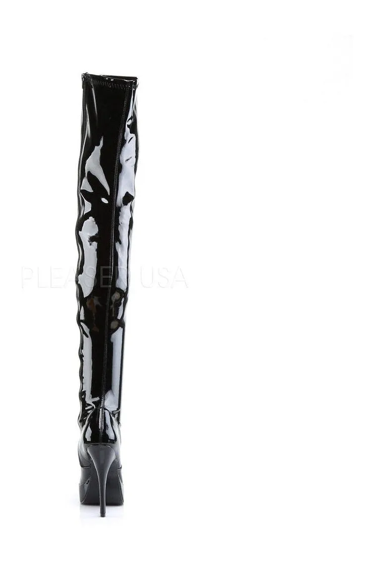 INDULGE-3000 Thigh Boot | Black Patent