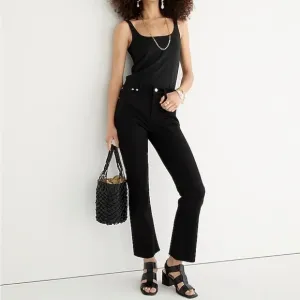 J. Crew Petite 9&quot; demi boot crop jean BK648 Stay Black wash 24P 24