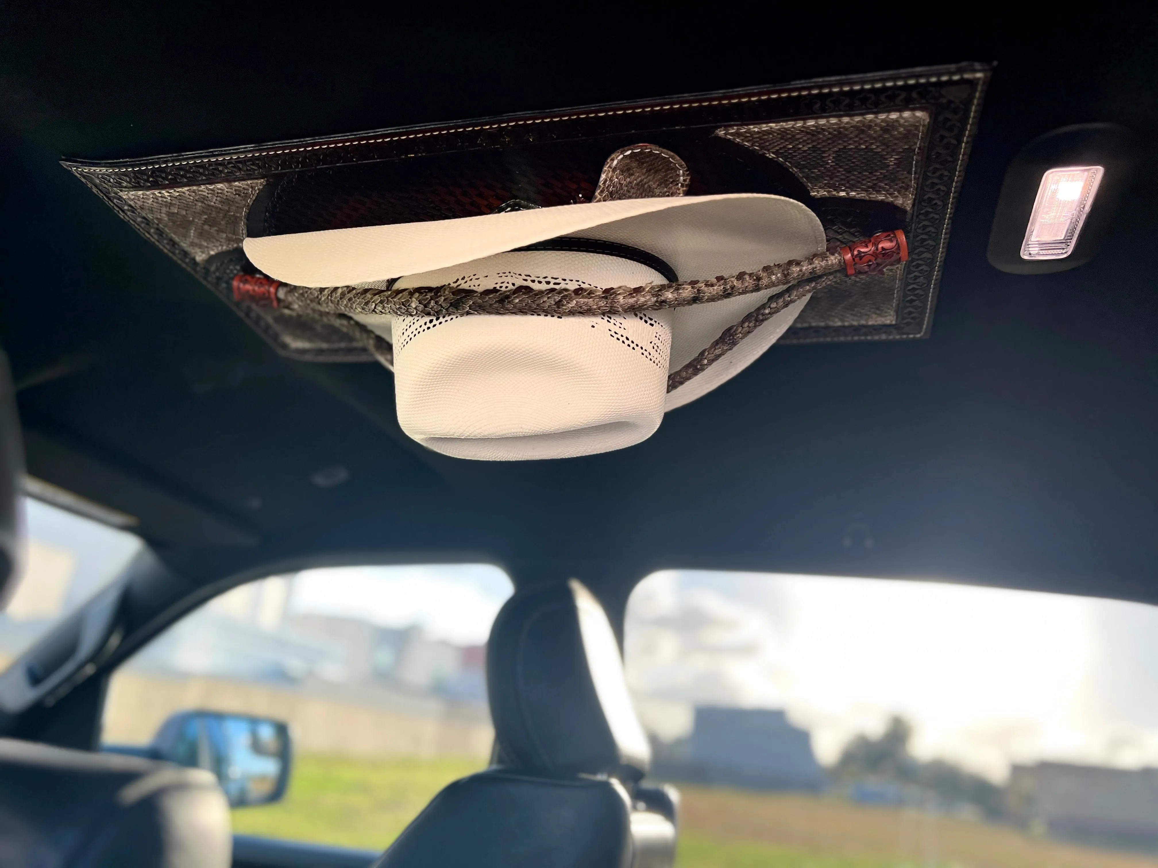 Jesse Marroquin’s Rattlesnake Gun Holster, Mag, & Knife Sheath Cowboy Hat Rack