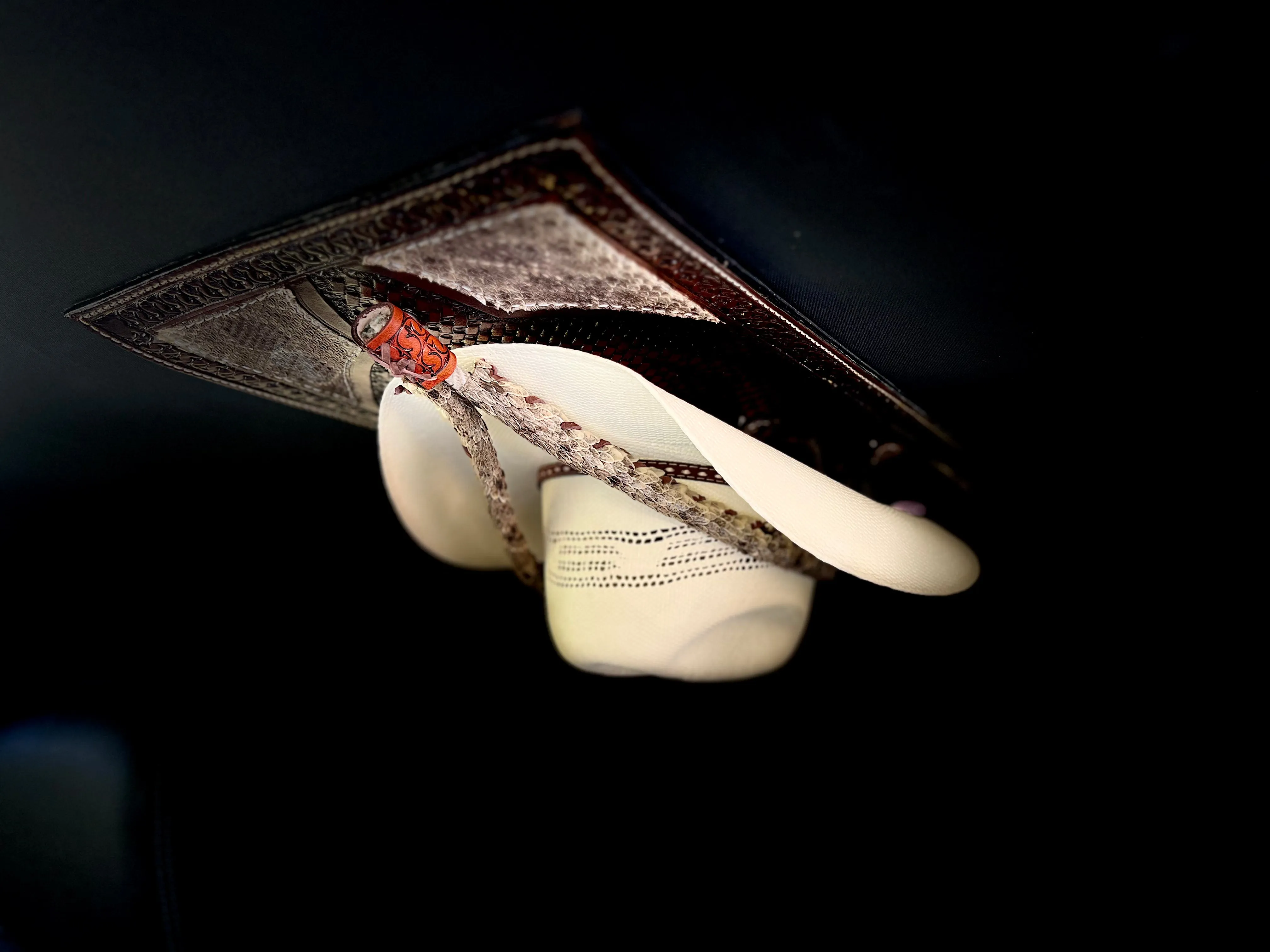 Jesse Marroquin’s Rattlesnake Gun Holster, Mag, & Knife Sheath Cowboy Hat Rack