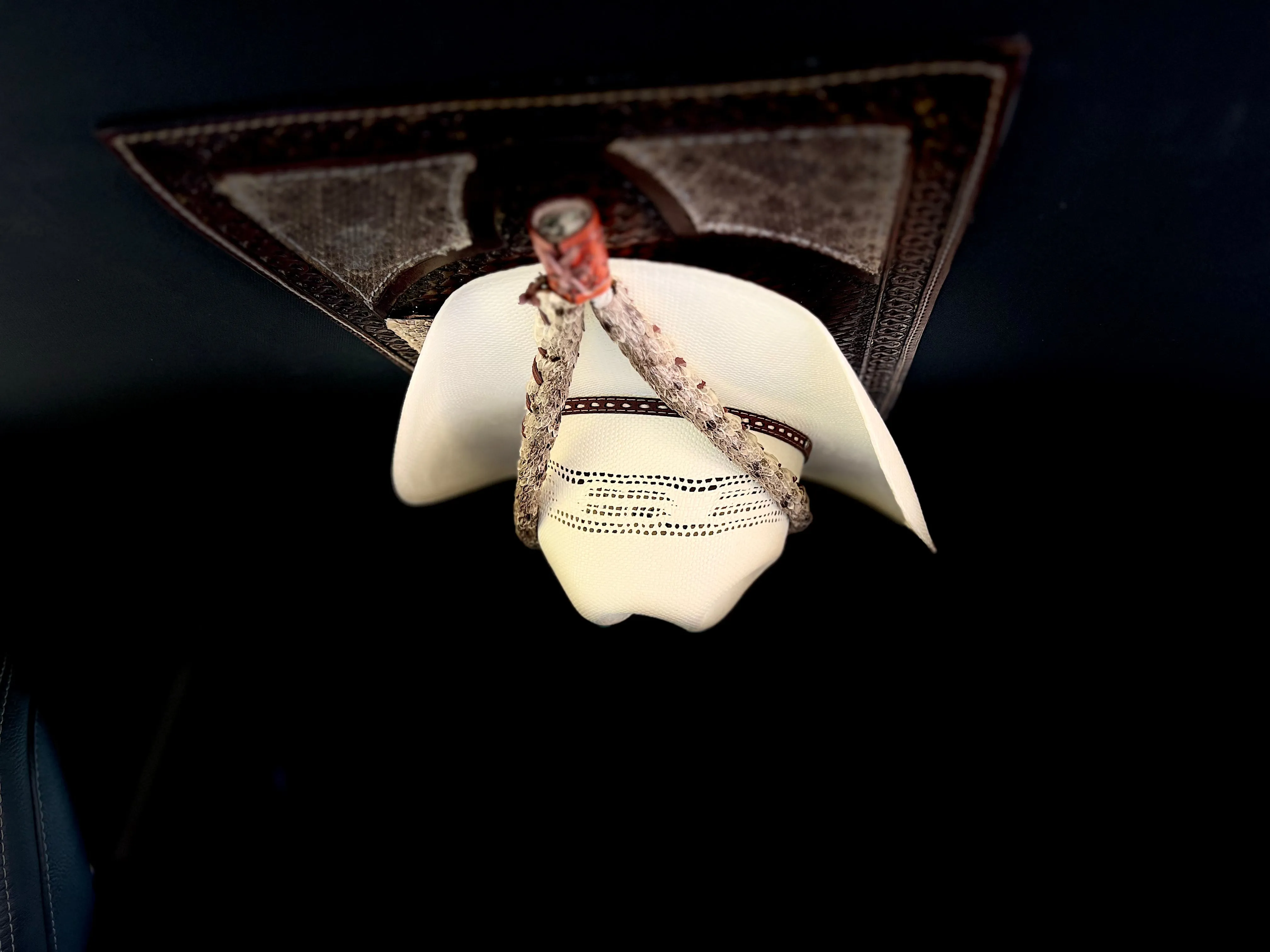 Jesse Marroquin’s Rattlesnake Gun Holster, Mag, & Knife Sheath Cowboy Hat Rack