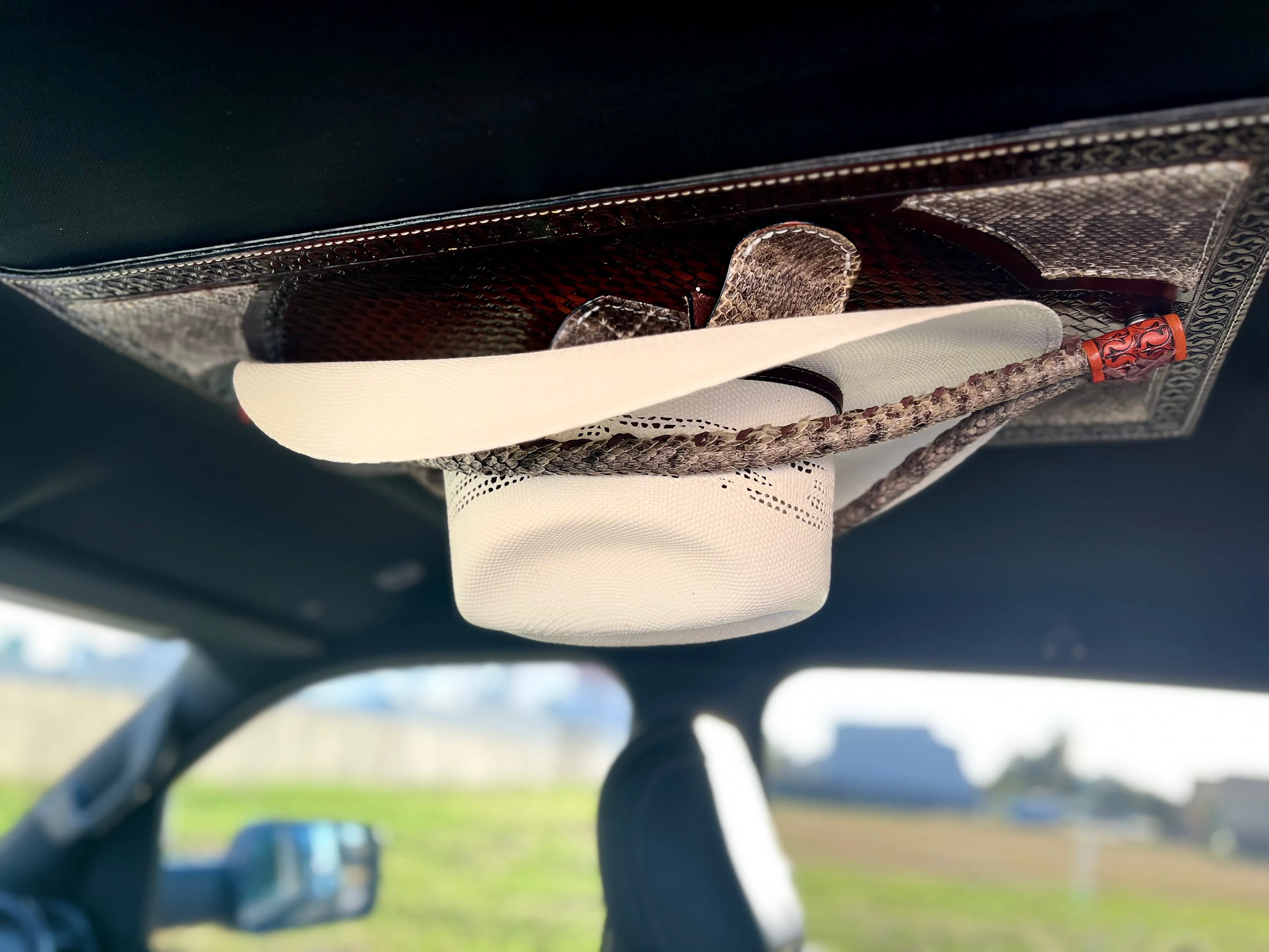Jesse Marroquin’s Rattlesnake Gun Holster, Mag, & Knife Sheath Cowboy Hat Rack