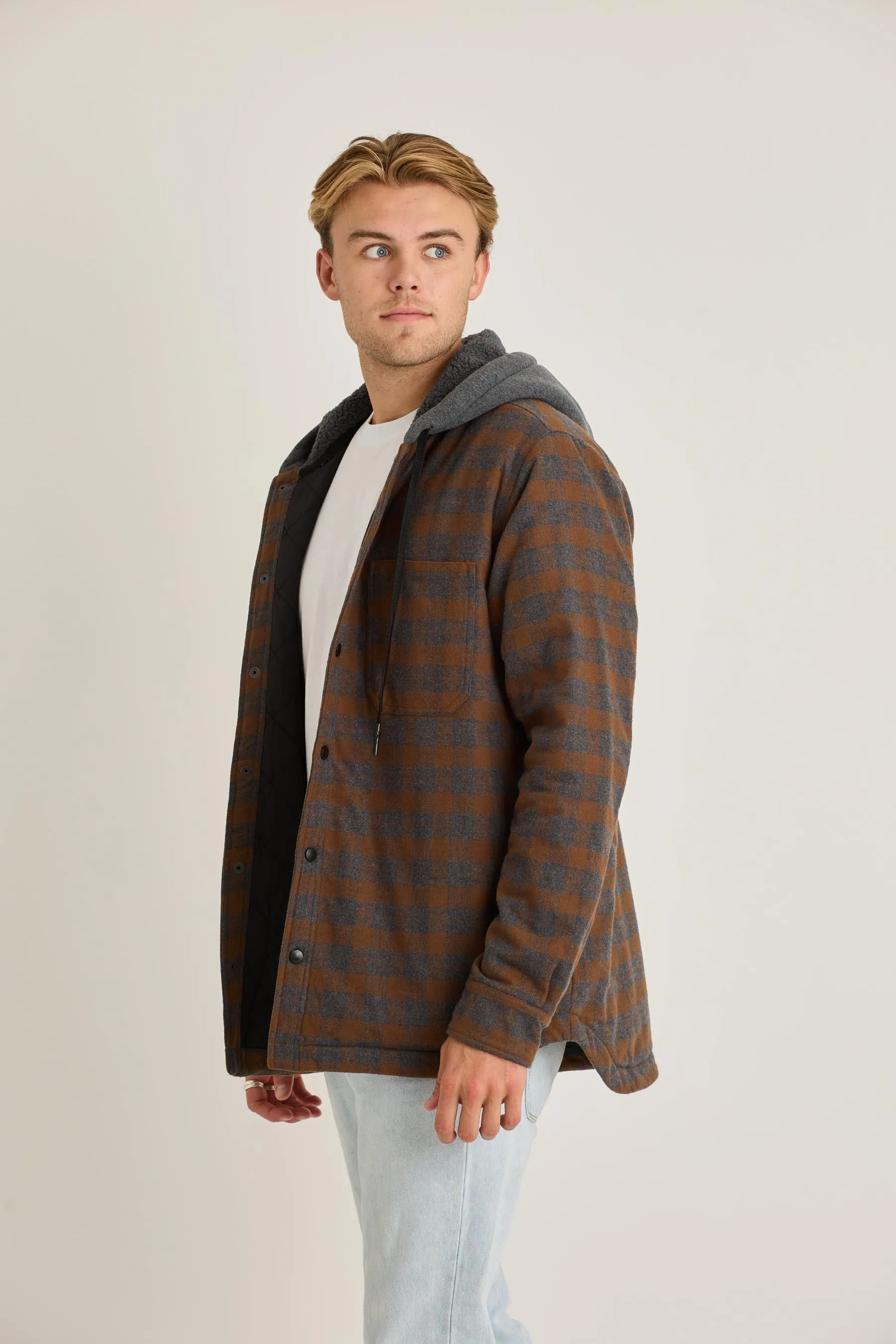 JP Quilted Sherpa Mens Jacket - Rust
