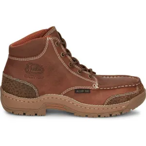 Justin Men's Corbett 5" Alloy Toe WP Western Work Boot -Brown- SE253