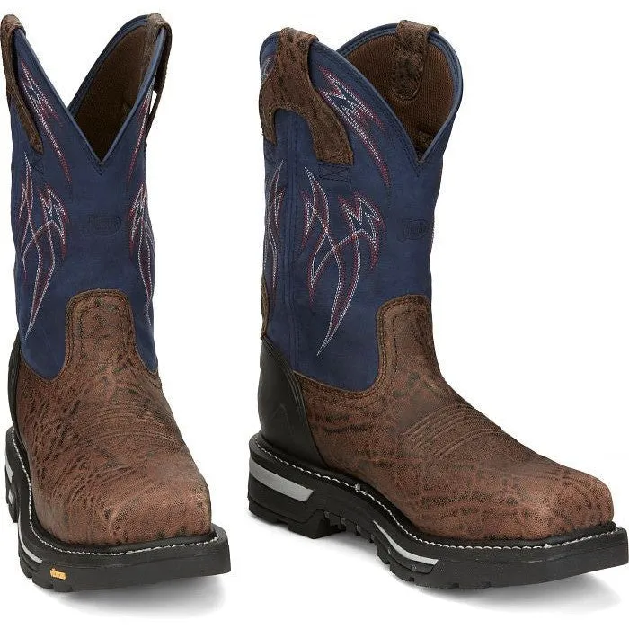 Justin Men's Frontline Hiviz 11" WP Comp Toe Western Work Boot -Brown- CR2153