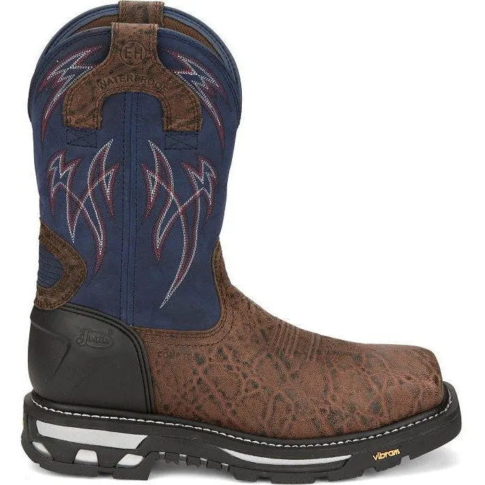 Justin Men's Frontline Hiviz 11" WP Comp Toe Western Work Boot -Brown- CR2153