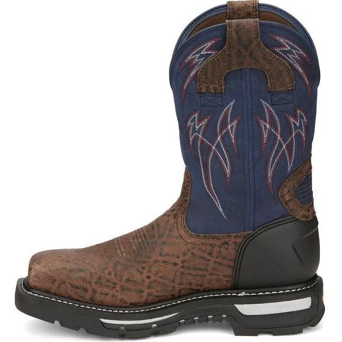 Justin Men's Frontline Hiviz 11" WP Comp Toe Western Work Boot -Brown- CR2153