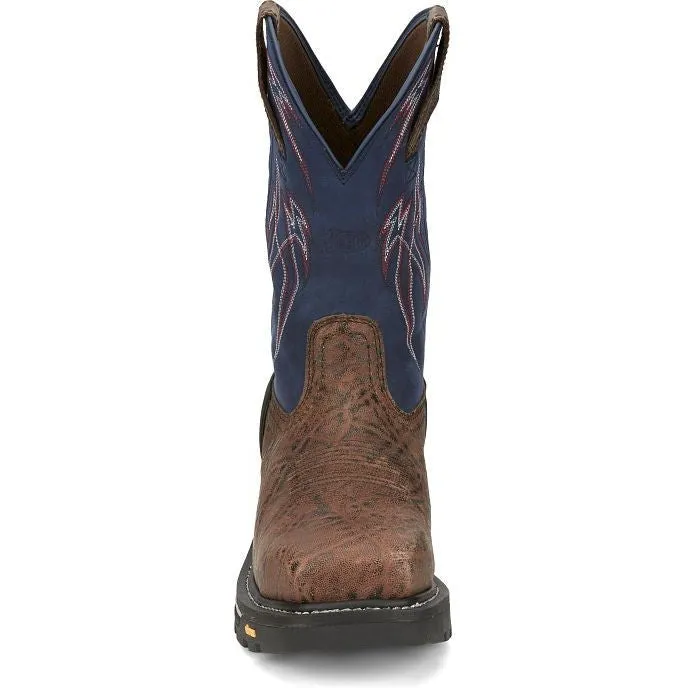 Justin Men's Frontline Hiviz 11" WP Comp Toe Western Work Boot -Brown- CR2153