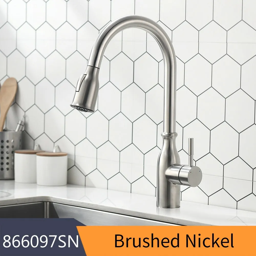 Kitchen Faucets Silver Single Handle Pull Tap