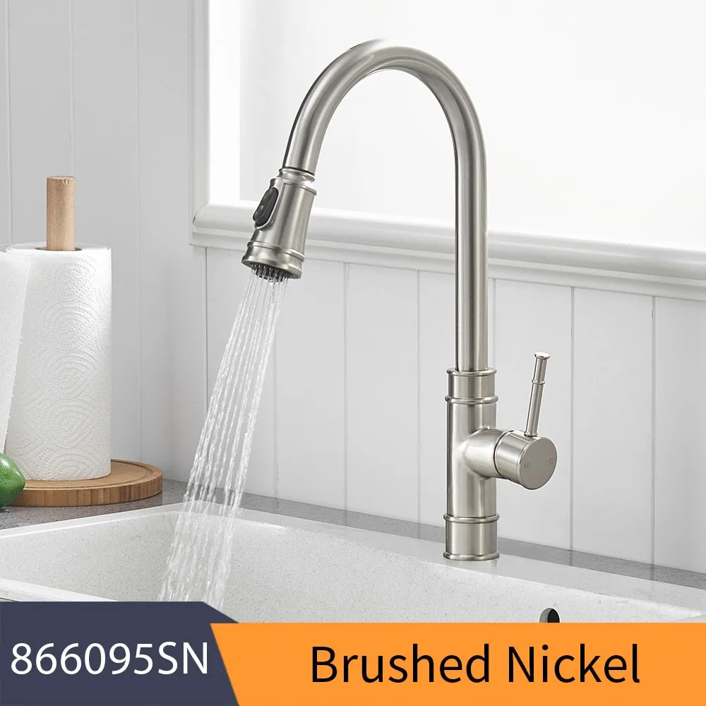 Kitchen Faucets Silver Single Handle Pull Tap