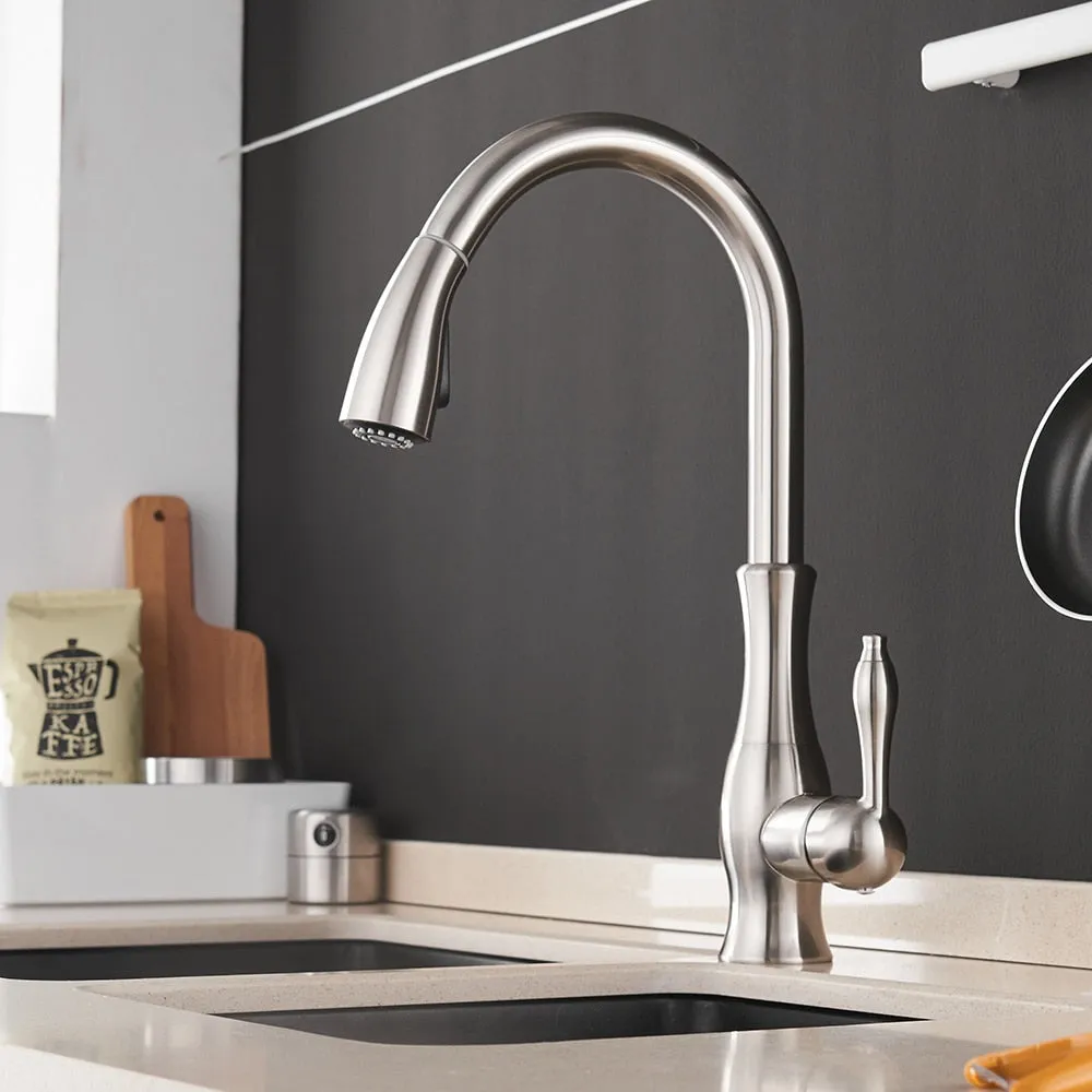 Kitchen Faucets Silver Single Handle Pull Tap