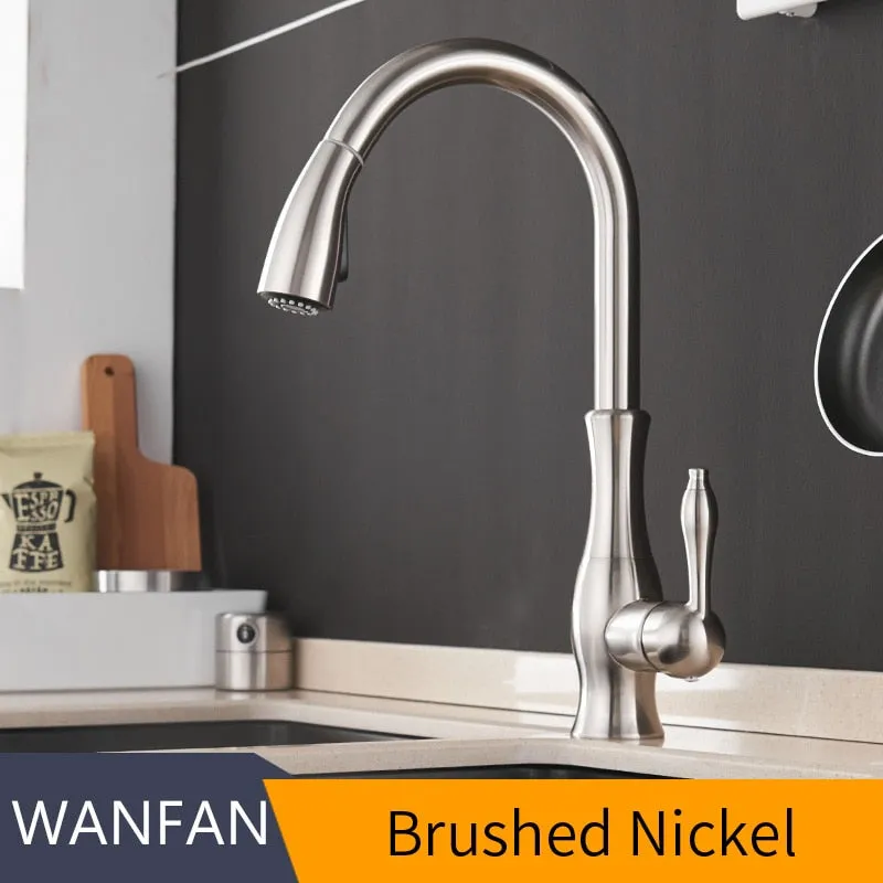 Kitchen Faucets Silver Single Handle Pull Tap