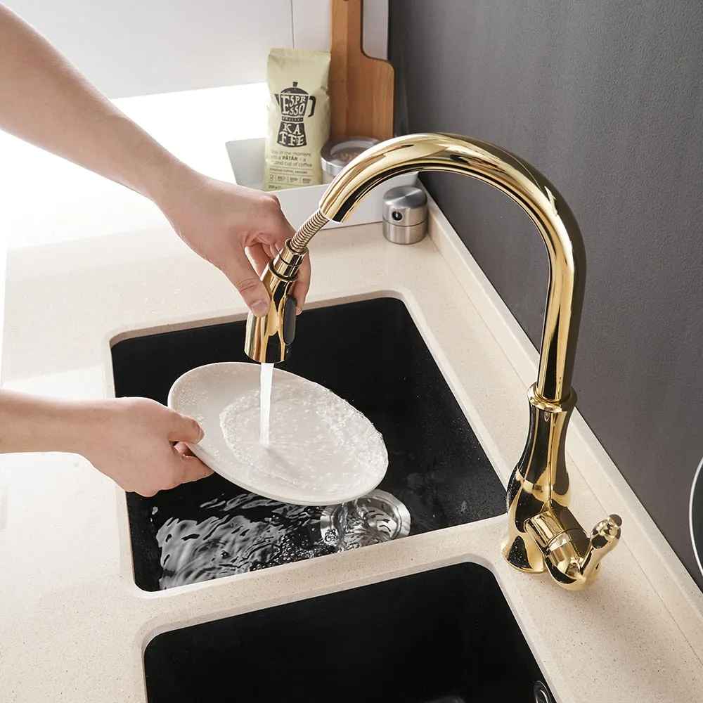 Kitchen Faucets Silver Single Handle Pull Tap