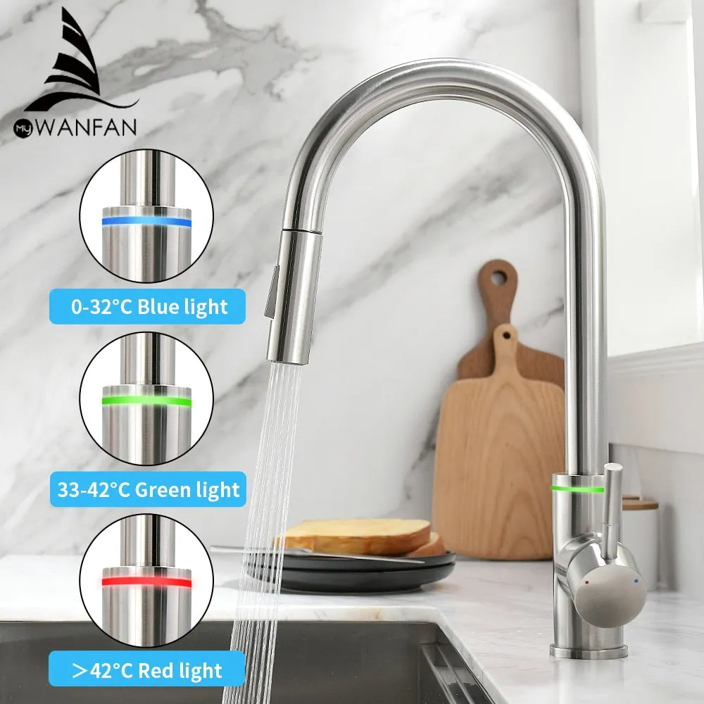 Kitchen Faucets Silver Single Handle Pull Tap