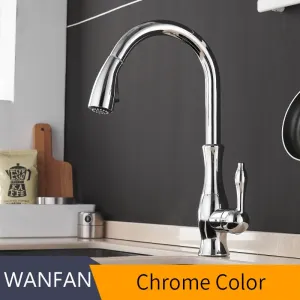 Kitchen Faucets Silver Single Handle Pull Tap