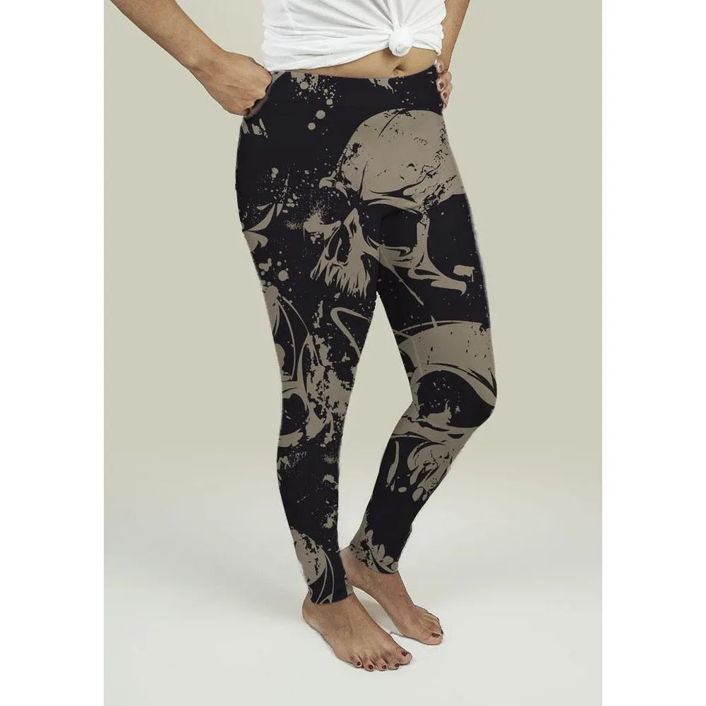 Leggings with Grunge Skulls