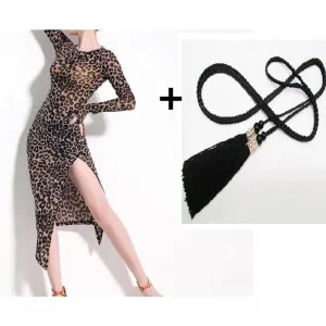 Leopard High Split Latin Dance Dress For Sale Salsa Costumes Tango Dance Costumes Women Latin Dress Dancing Clothes For Dancing