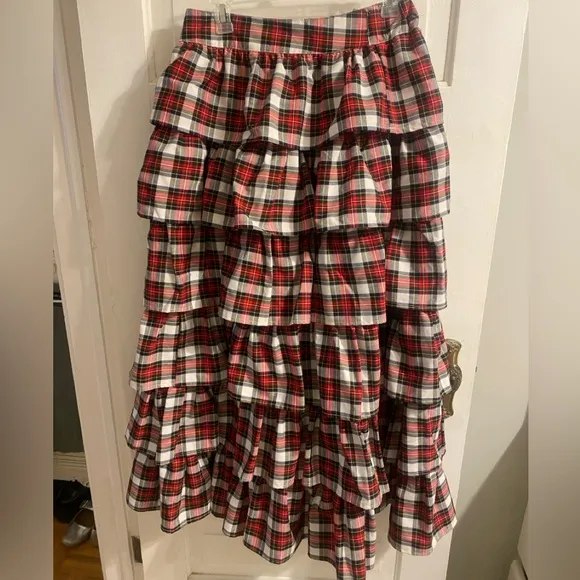 Like New Elizabeth Wilson Layered Plaid Skirt