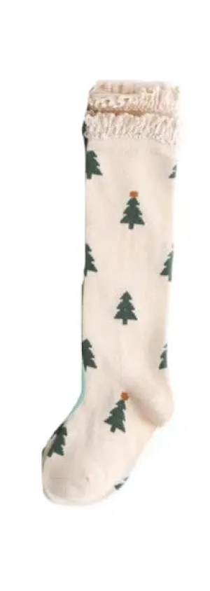 Little Stocking Co Lace Top Knee High Socks - Noble Trees