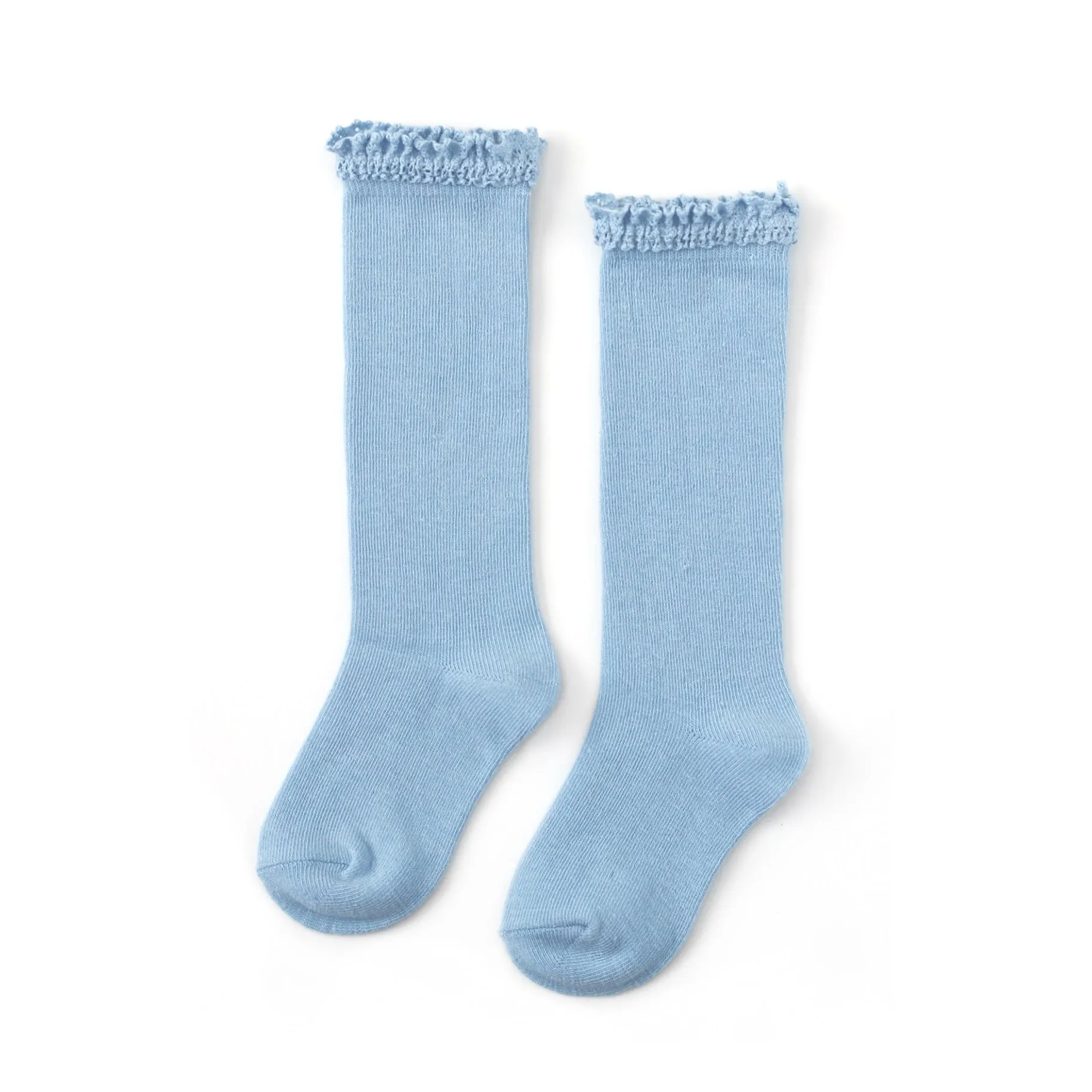 Little Stocking Co Lace Top Knee High Socks - Sky Blue